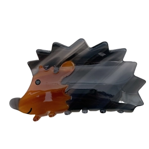 Cute hedgehog cellulose acetate hair claw clip with brown gradient for hair styling