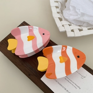 Acetate Clownfish Hair Claw Cute Orange Pink Striped Fish Hair Clip For Women Decorative Animal Shape Hair Accessory Gift