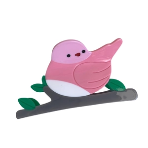 Creative bird shape acetate hair claw clip with pink and white colors for women