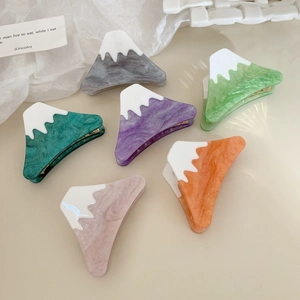 Pinza per Capelli in Acetato Monte Fuji Montagna Innevata Sfumata Marmo Glitter Shark Clip per Capelli per Donna Accessori