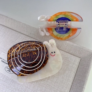 Cute snail hair claw clip with leopard pattern and colorful rainbow acetate shark hair clips