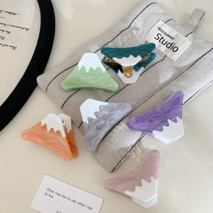 Mollette per capelli in acetato stile Monte Fuji in 6 sfumature con clip dorate