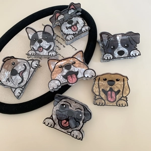 Acrylic cartoon dog hair claws with marbled texture in various breeds for women