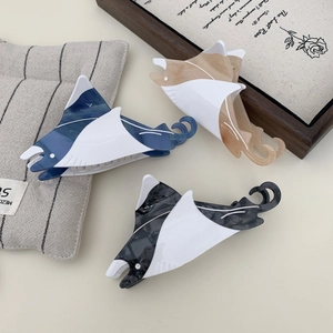 Pinza per Capelli in Acetato a Forma di Manta Animale Marino Cucitura Colore a Contrasto Grande Clip per Capelli Donna Accessori Styling