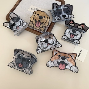 Cute cartoon dog acetate hair claws featuring Golden Retriever and Corgi breeds