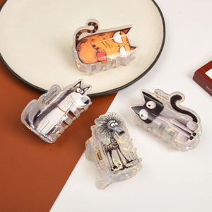 Creative cartoon animal hair claws in iridescent acrylic with cute cat and dog designs