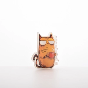 Cute orange cartoon cat hair claw clip with Unidentified Organism text on white background