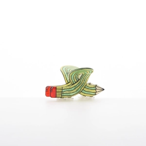 Creative pencil shaped hair claw clip with colorful stripes and realistic eraser detail