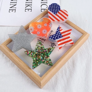 Pince à Cheveux Étoile Cœur Drapeau USA Acrylique Strass Accessoires Cheveux Femmes Noël Fête Patriotique Étoiles et Rayures
