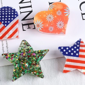 Lot de pinces à cheveux en acrylique avec drapeau américain et paillettes colorées