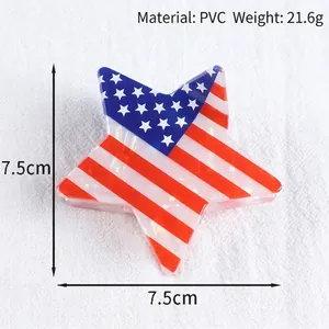 Pince à cheveux étoile avec motif drapeau américain, taille 7,5 cm, poids 21,6 g