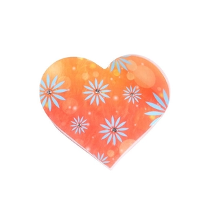 Pince à cheveux coeur orange avec motifs marguerites bleues et petits strass