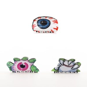 Pinces à cheveux d'Halloween avec yeux de dessin animé et dents de monstre pour coiffure