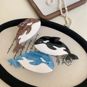 Pinces à cheveux baleine mignonnes en acétate bleu, noir et marron pour femmes