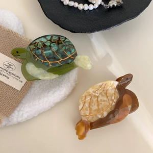 Pince à Cheveux Tortue de Mer en Acétate pour Femmes Créative Motif Animal Écaille de Tortue Accessoires de Coiffure
