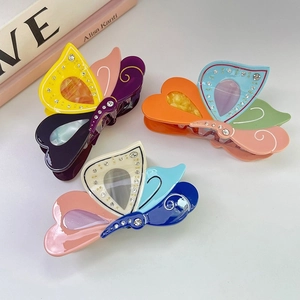 Pinza per Capelli a Farfalla Romantica Colorata in Acetato con Strass Elegante Clip a Squalo Accessori per Capelli Donna