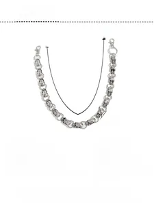 Detailed technical diagram of 56cm silver skull pant chain with dimensions and specs