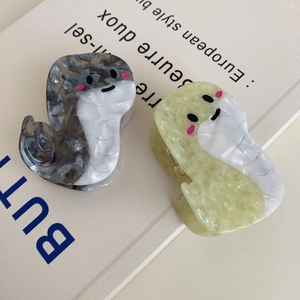 Cute Cartoon Snake Seal Acetate Hair Claw Clips Marble Pattern Animal Design Handmade Hair Accessories For Women Daily Wear