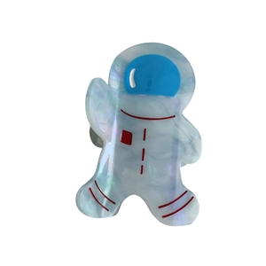 Cute astronaut acetate hair claw clip with blue marble texture for stylish hair styling