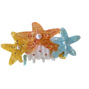 Pinza per capelli a stella marina in acetato colorato con perle per acconciature