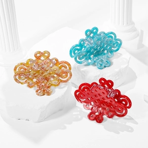 Acetate Chinese Knot Hair Claw Clip Hollow Out Shark Clip Retro Elegant Hair Jaw Clip For Women Elegant Updo Hair Accessories