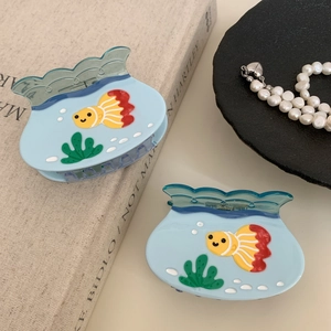 Creative Fish Tank Goldfish Cellulose Acetate Hair Claw Clip For Women Unique Aquarium Design Large Summer Hair Accessories