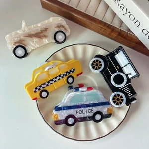 Pinces à Cheveux Créatives en Acétate Forme de Voiture Vintage Taxi Police Voiture Bateau Design Accessoires de Coiffure Femme