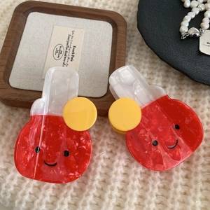 Handmade Acetate Smile Face Hair Claw Clip Sweet Red Marble Texture Shark Clip Cute Fashion Hair Accessories For Women