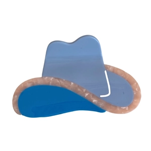 Unique acetate cowboy hat hair claw clip with colorful marble pattern design