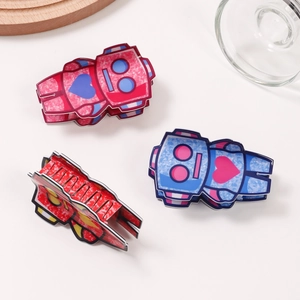 Chic cartoon robot hair claws set in pink, blue and multicolor for stylish hair styling