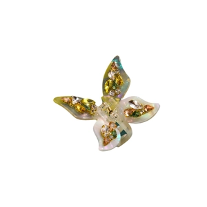 Elegant butterfly acetate hair claw clip with colorful rhinestones and pearlescent finish