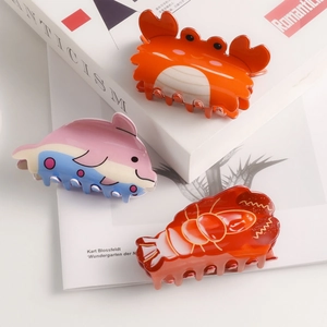 Cute ocean animal hair claws set including crab dolphin and lobster shapes for women