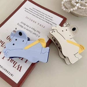 Pinces à cheveux en acétate en forme d'ours mignon en bleu et blanc pour femmes
