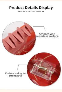 Detail of shark hair clip showing smooth teeth and strong metal spring for secure grip