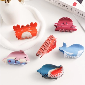 Cute ocean animal hair claws set including crab octopus and whale for colorful hair styling