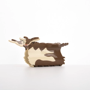 Cute yak shaped acetic acid hair claw clip with stylish brown and beige pattern