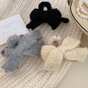 Pince à Cheveux Nœud en Tricot Fait Main Grande Automne Hiver Fil de Laine Élégante Barrette pour Femmes Accessoires de Coiffure Mode