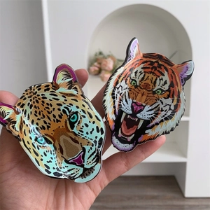 Pinces à cheveux créatives tête de léopard et tigre en acrylique aux motifs artistiques