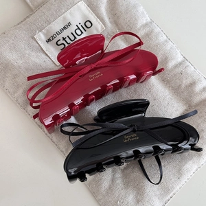 Pince à Cheveux en Acétate avec Nœud en Ruban Style Français Lettrage Doré Pince Requin pour Femmes Accessoires de Coiffure Quotidien