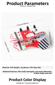 Detaillierte Größenangaben der Santa-Haarklammer aus PVC mit weihnachtlichen Mustern