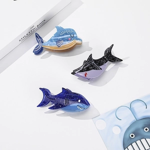 Large Acetate Ocean Shark Dolphin Hair Claw Clip Marbled Starry Sky Hair Grip For Women Thick Hair Styling Accessories