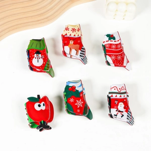 Pinces À Cheveux De Noël Acrylique PVC Père Noël Renne Bonhomme De Neige Motifs Accessoires Cheveux