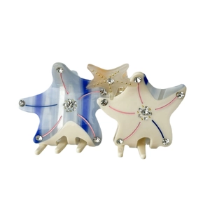 Ocean series starfish hair claw clips made of acetate with rhinestones for women