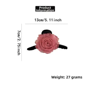 Paramètres de taille détaillés de la pince à cheveux rose en tissu de 13 cm de long