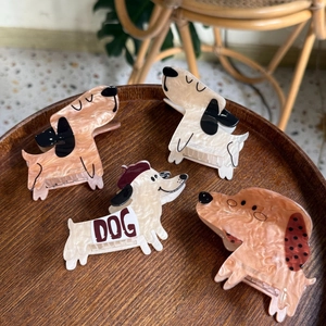 Cute Cartoon Dog Hair Claw Clip Acrylic Animal Pattern Shark Clip Hair Accessories For Women Girls Daily Wear Gift