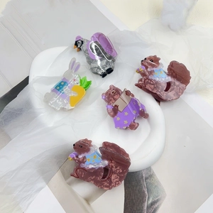 Cute animal acrylic hair claws including squirrel bear rabbit and penguin designs