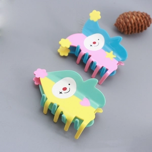 Cute Cartoon Clown Cellulose Acetate Hair Claw Clips Color Block Quirky Shark Clips For Women Girls Hair Accessories