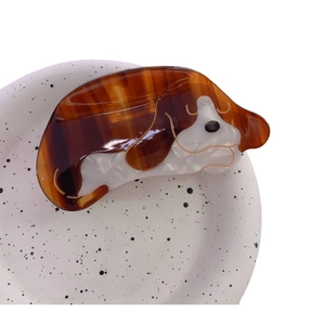 Pince à cheveux motif chien beagle en acétate écaille de tortue pour chignon