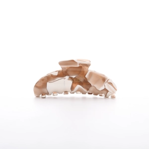 Brown and white marble pattern acetate claw clip with gold Barrette France lettering