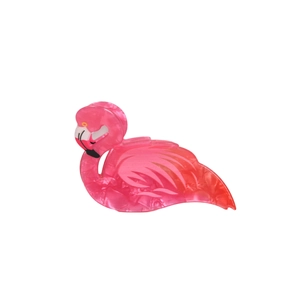 Macro detail of acrylic flamingo hair claw showing pink marble texture and craftsmanship